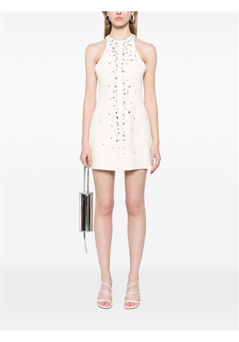 White crystal-embroidered mini dress David Koma - women DAVID KOMA | RE25DK25DACRMSLVR